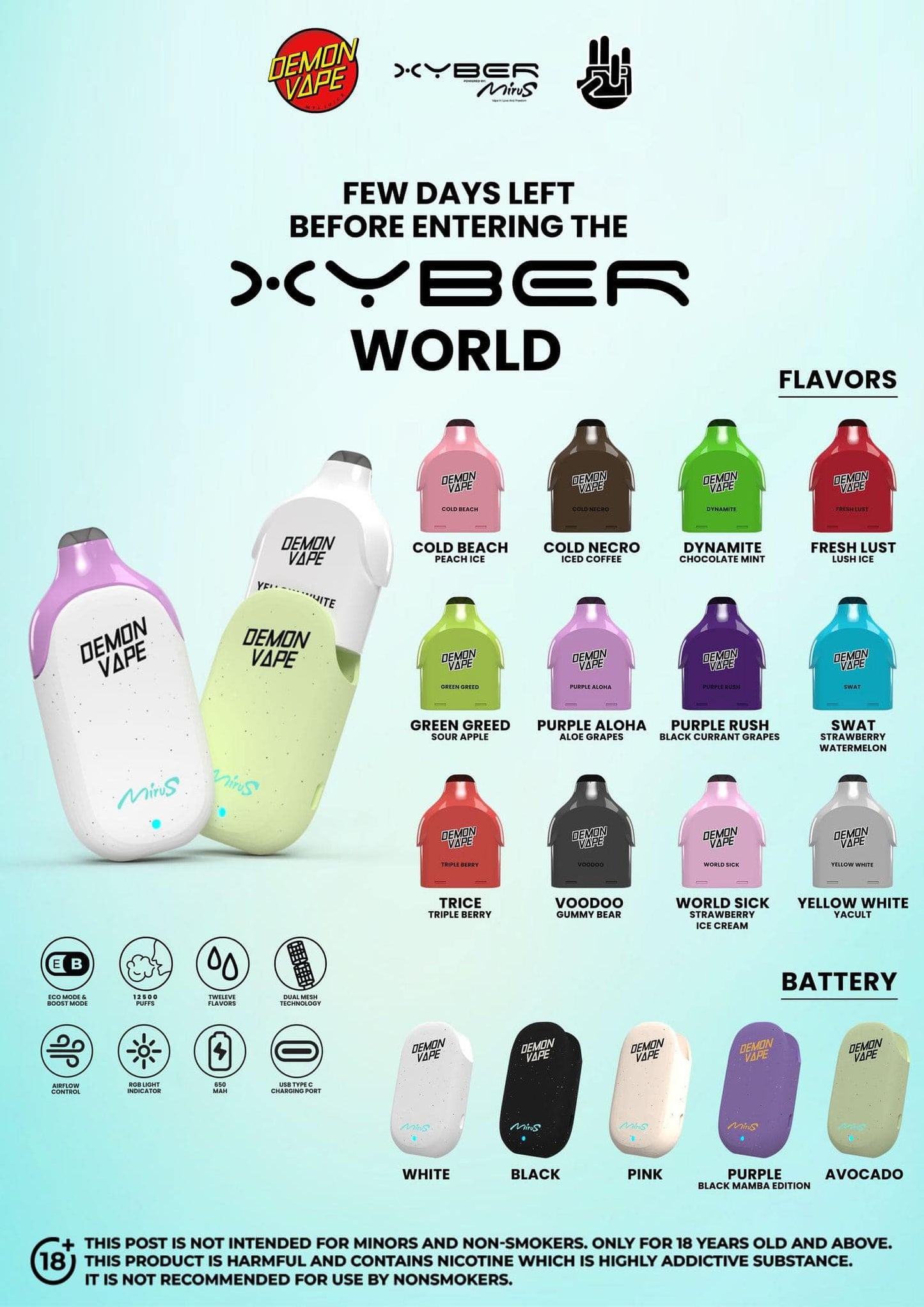 DEMON VAPE CYBER MIRUS 12,500 PUFFS