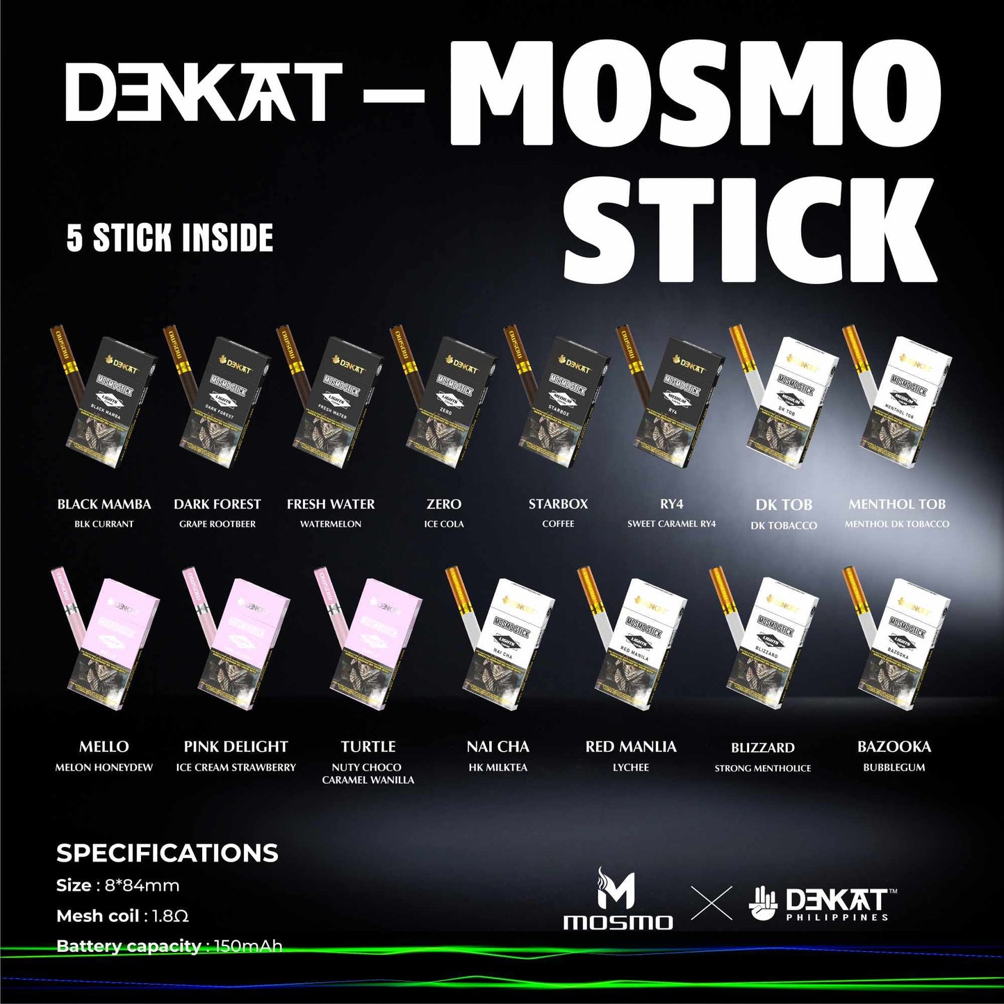 DENKAT MOSMO STICKS 500 PUFFS