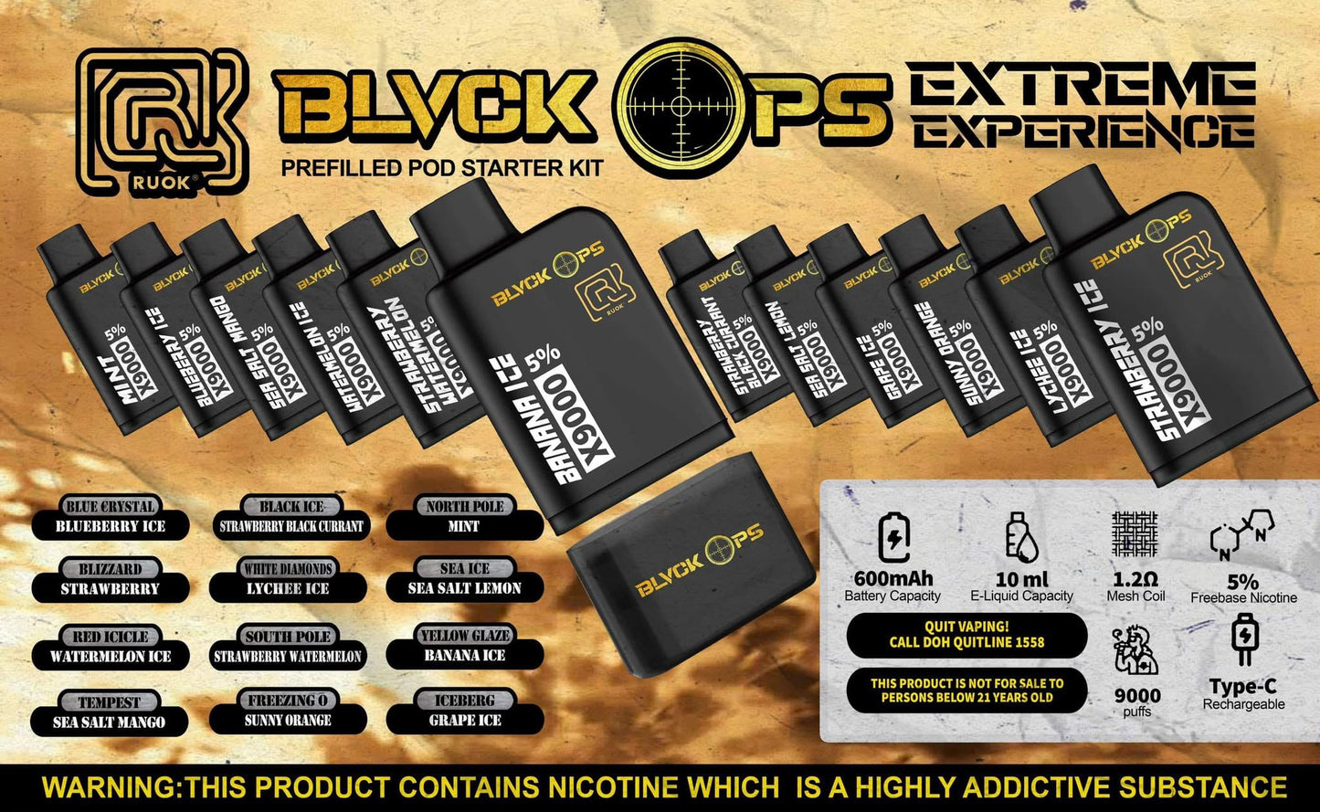 RUOK BLACK OPS 9,000 PUFFS