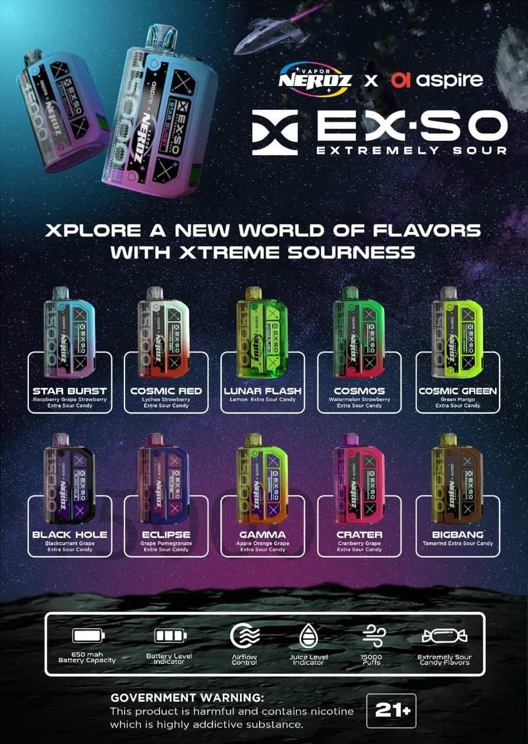 VAPOR NERDZ EXSO 15,000 PUFFS