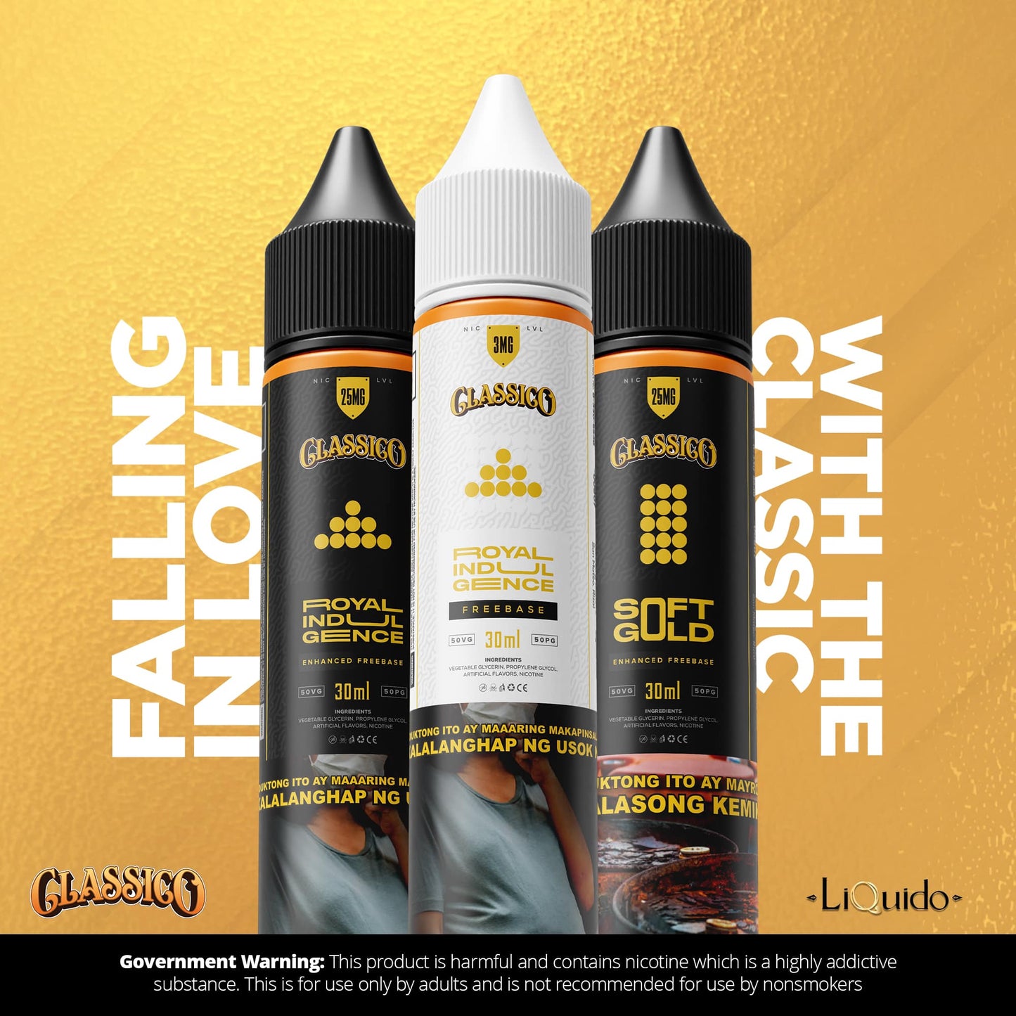 CLASSICO PASTRY AND GOLD PREMIUM FREEBASED AND SALTNIC 30ML